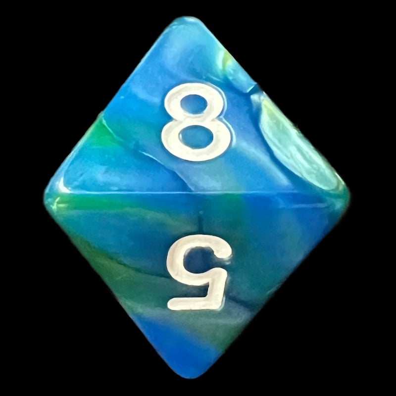 TDSO Duel Turquoise Blue & Pistachio Green D8 Dice