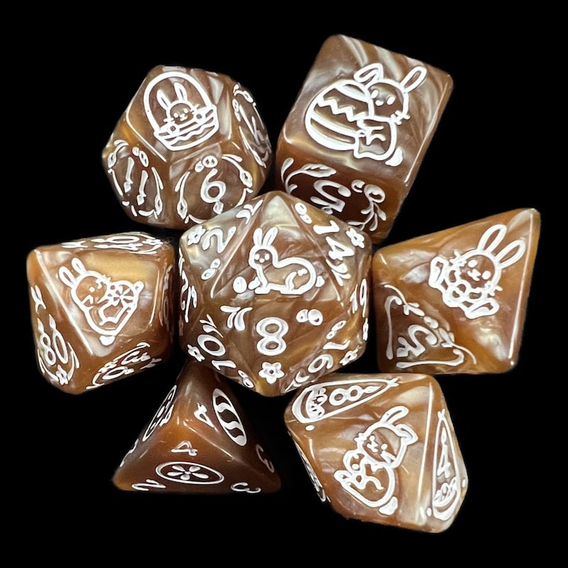 TDSO Easter Pearl Gold & White 7 Dice Polyset