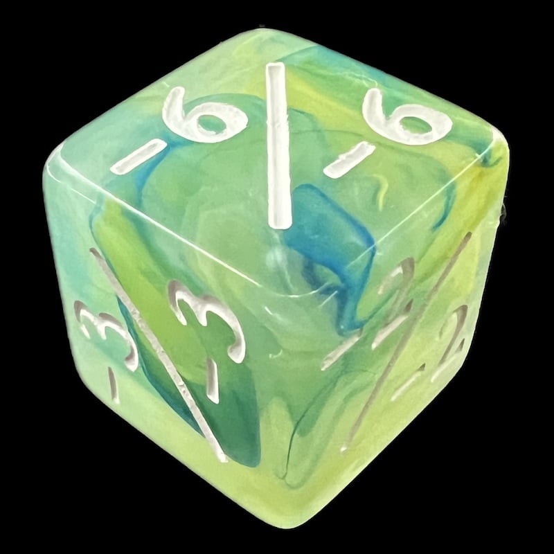 TDSO Eldritch Swirl Green & Blue Negative Counter D6 Dice