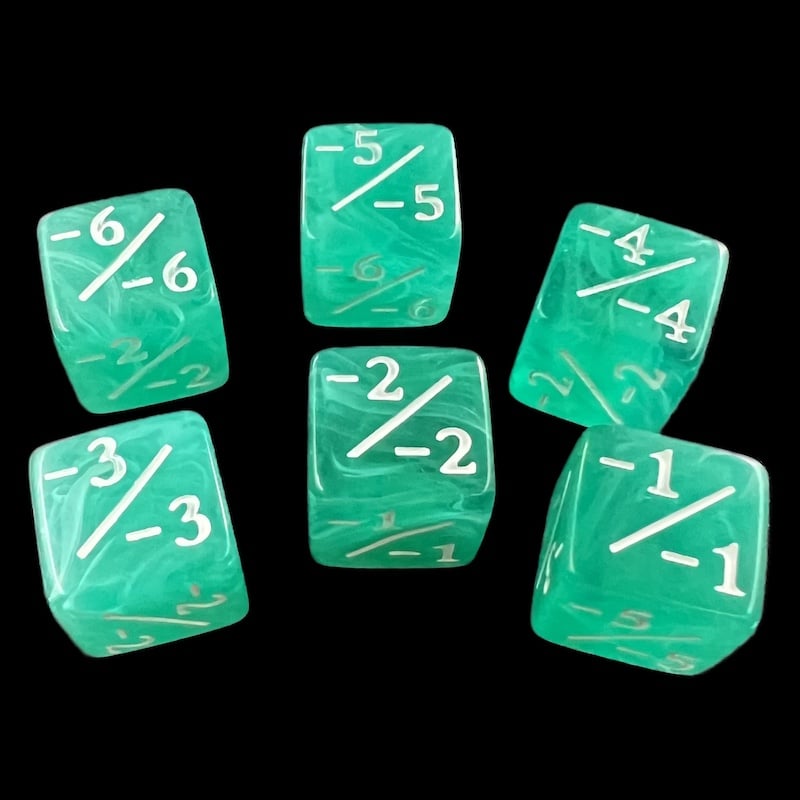 TDSO Eldritch Swirl Pale Green Negative Counter 6 x D6 Dice Set