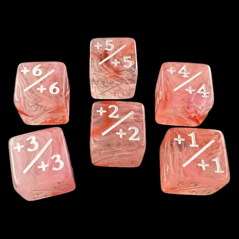 TDSO Eldritch Swirl Red Positive Counter 6 x D6 Dice Set