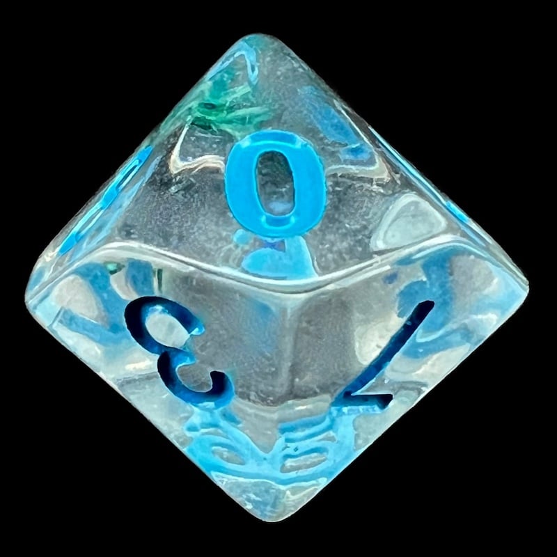 TDSO Encapsulated Flower Blue D10 Dice