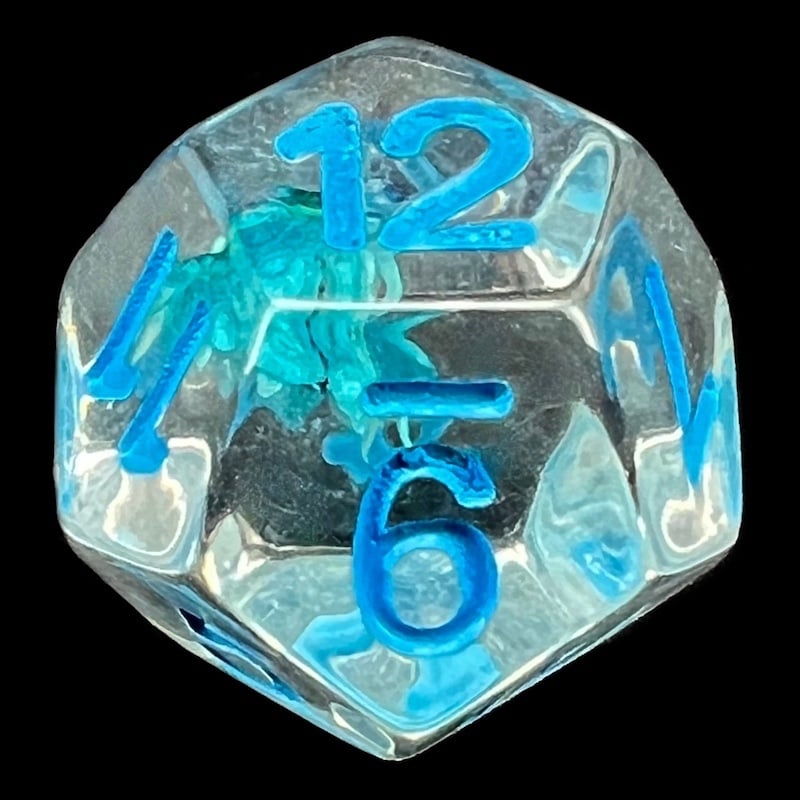 TDSO Encapsulated Flower Blue D12 Dice