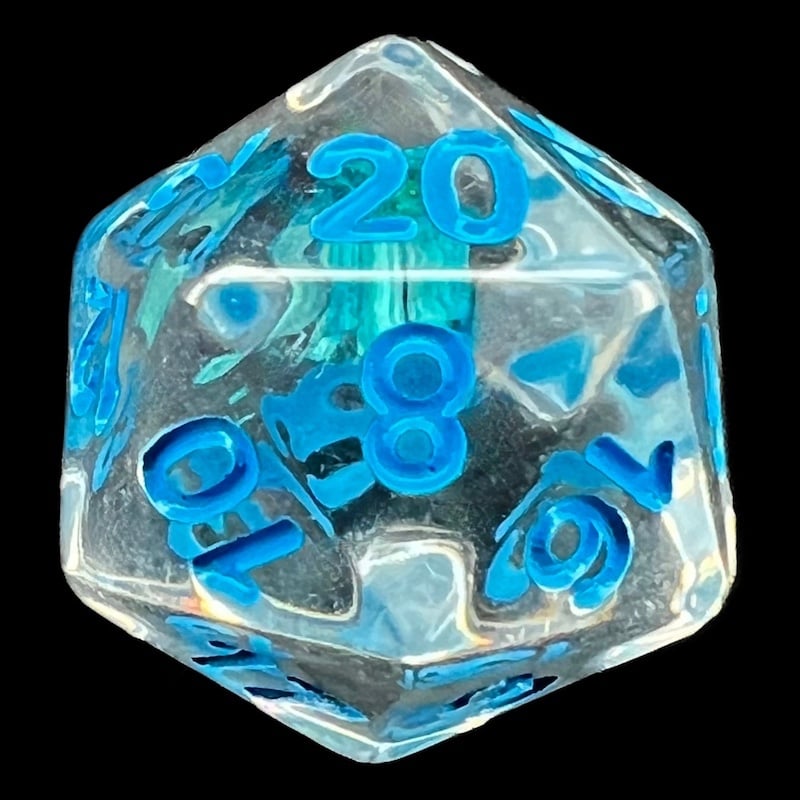 TDSO Encapsulated Flower Blue D20 Dice