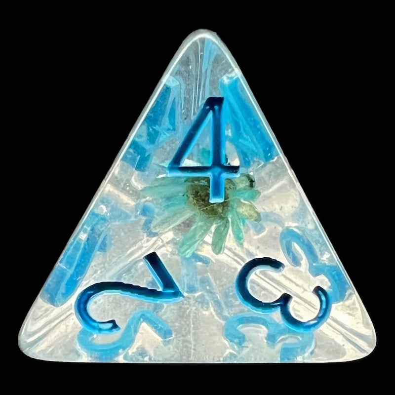 TDSO Encapsulated Flower Blue D4 Dice