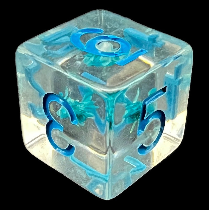 TDSO Encapsulated Flower Blue D6 Dice