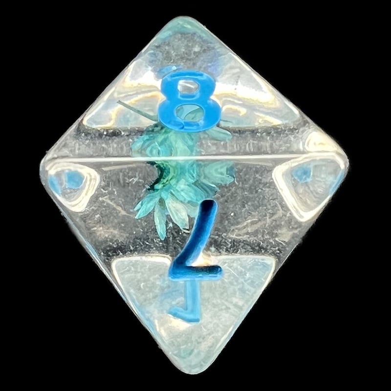 TDSO Encapsulated Flower Blue D8 Dice