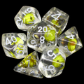 TDSO Encapsulated Flower Lavender & Yellow 7 Dice Polyset
