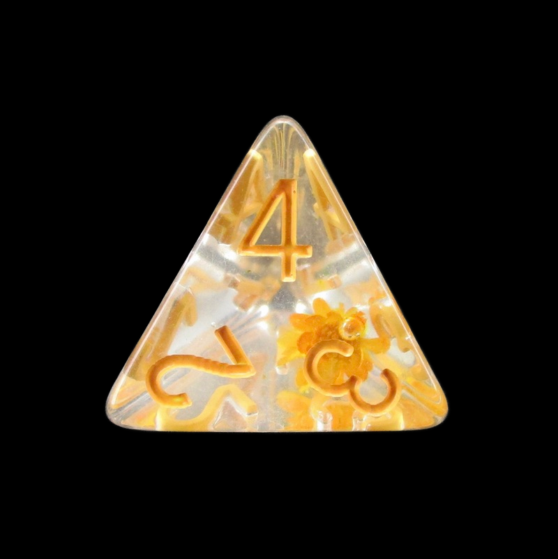 TDSO Encapsulated Flower Peach D4 Dice