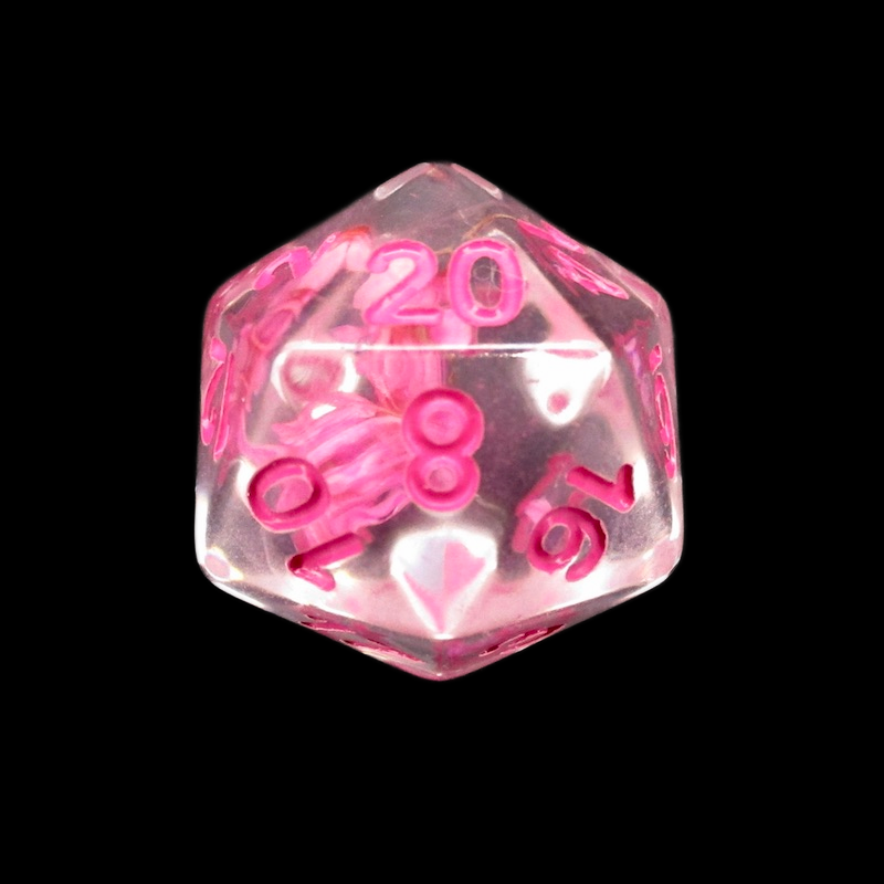 TDSO Encapsulated Flower Pink D20 Dice