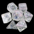 TDSO Encapsulated Glitter Flower Blue 7 Dice Polyset