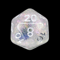 TDSO Encapsulated Glitter Flower Blue D20 Dice