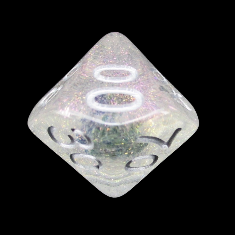 TDSO Encapsulated Glitter Flower Blue Percentile Dice