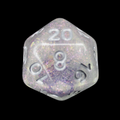 TDSO Encapsulated Glitter Flower Purple D20 Dice