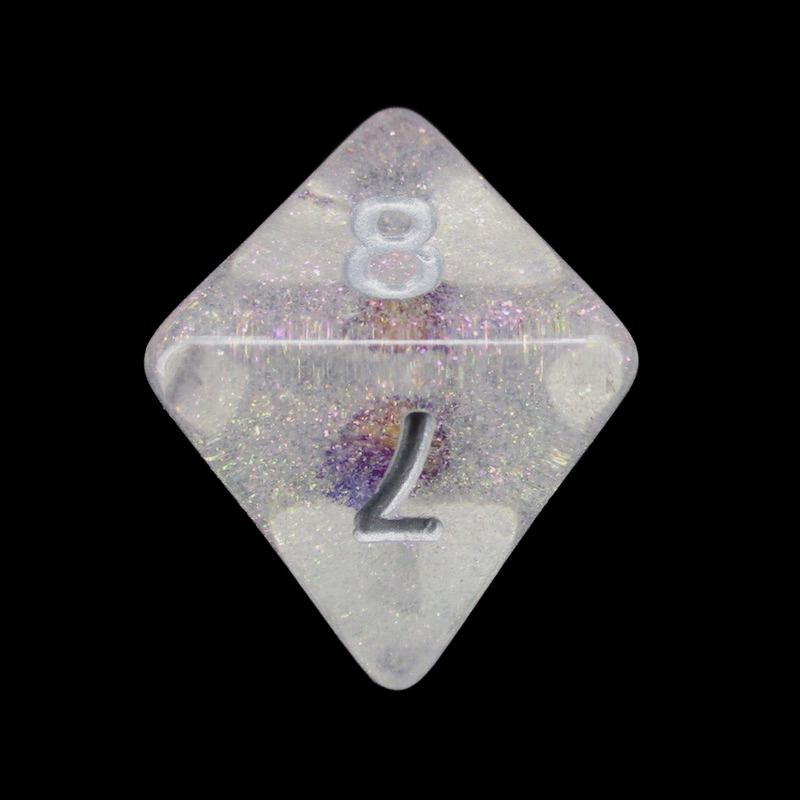 TDSO Encapsulated Glitter Flower Purple D8 Dice