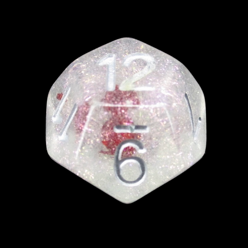 TDSO Encapsulated Glitter Flower Red D12 Dice