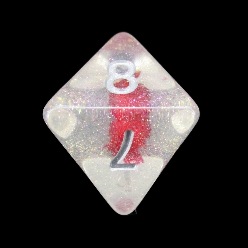 TDSO Encapsulated Glitter Flower Red D8 Dice