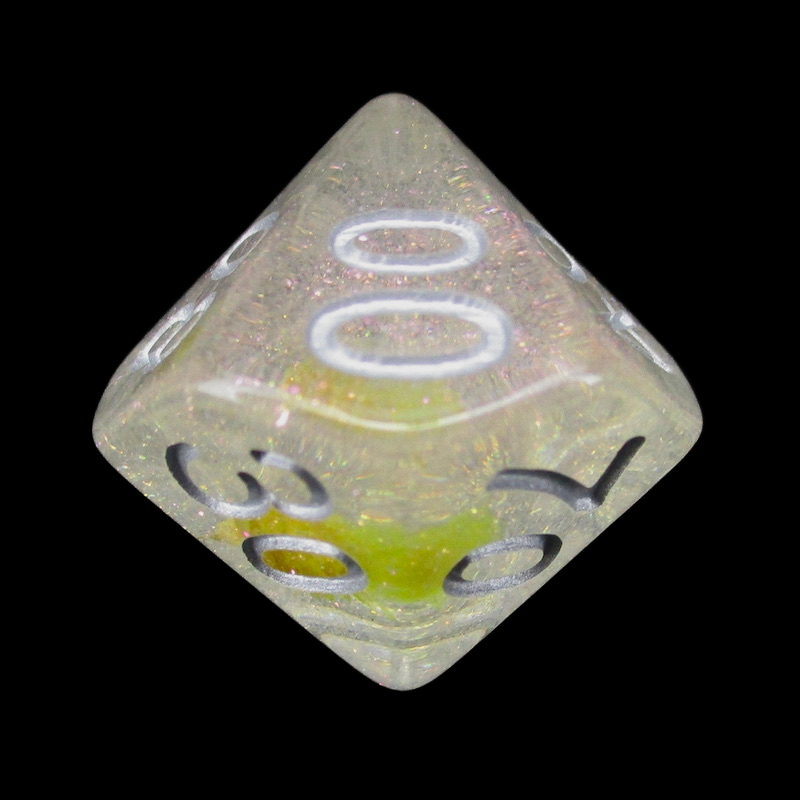 TDSO Encapsulated Glitter Flower Yellow Percentile Dice