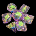 TDSO Encased Three Eyed Alien - Purple & Gold 7 Dice Polyset LTD EDITION