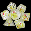 TDSO Encased Duck - Yellow Christmas - Clear & White 7 Dice Polyset LTD EDITION