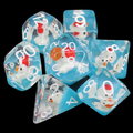 TDSO Encased Duck - White Christmas - Clear & Blue 7 Dice Polyset LTD EDITION