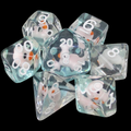 TDSO Encased Duck - White - Clear & Blue 7 Dice Polyset LTD EDITION