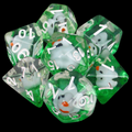 TDSO Encased Duck - White - Clear & Green 7 Dice Polyset LTD EDITION