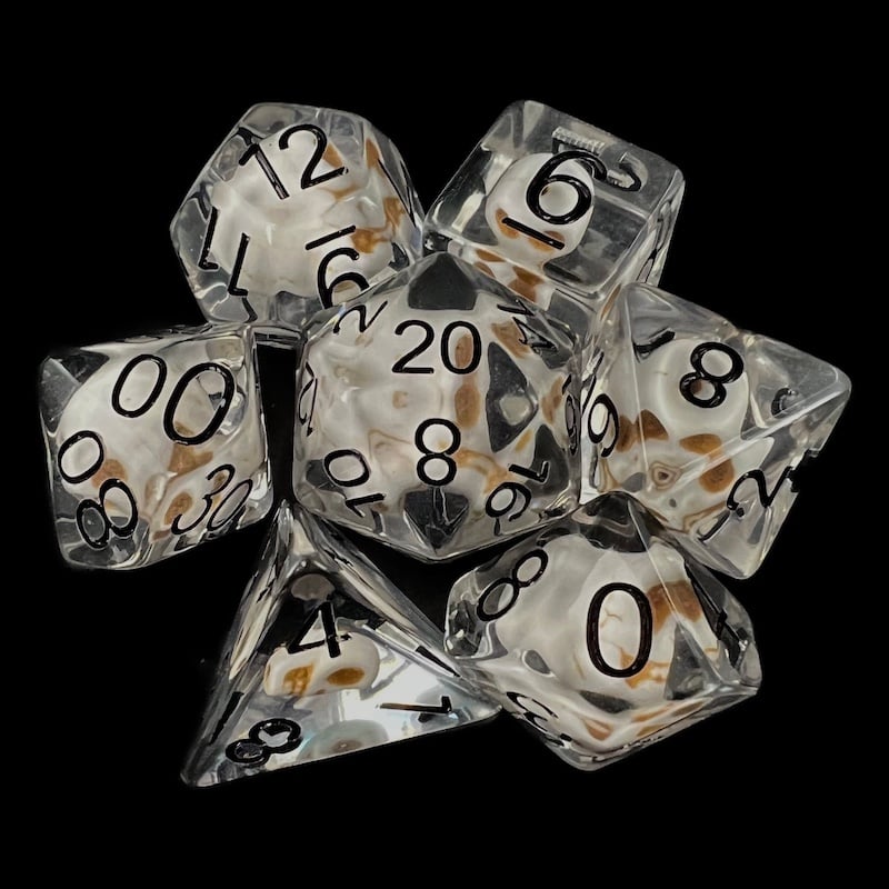 TDSO Encased Skull Stone 7 Dice Polyset