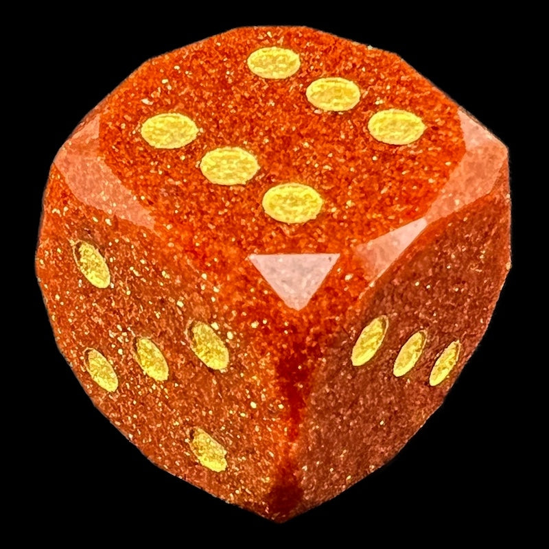 TDSO Faceted Goldstone Gold & Gold D6 Spot Dice