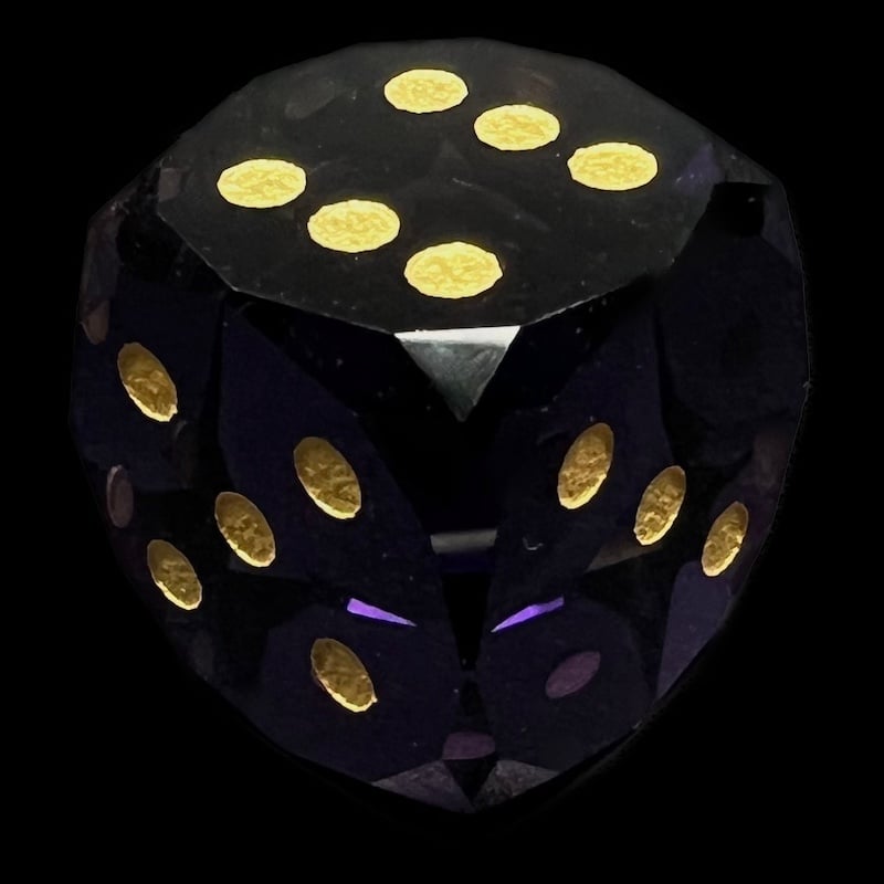 TDSO Faceted Zircon Glass Alexandrite & Gold D6 Spot Dice