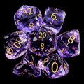 TDSO Faceted Zircon Glass Amethyst & Gold 7 Dice Polyset In Padded Case
