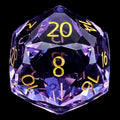 TDSO Faceted Zircon Glass Amethyst & Gold D20 Dice