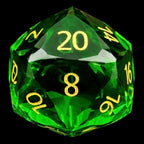 TDSO Faceted Zircon Glass Emerald & Gold 7 Dice Polyset In Padded Case