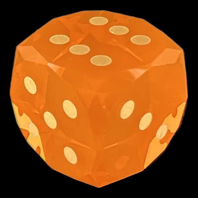 TDSO Faceted Zircon Glass Orange & Gold D6 Spot Dice