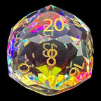 TDSO Faceted Zircon Glass Rainbow & Gold 7 Dice Polyset In Padded Case