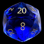 TDSO Faceted Zircon Glass Sapphire & Gold 7 Dice Polyset In Padded Case
