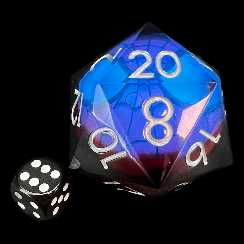 TDSO Liquid Core Flashing LED Spiderman HUGE 50mm D20 Dice