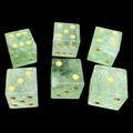TDSO Gemstone Fluorite Green & Gold 6 x D6 Spot Dice Set In Padded Case
