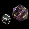 TDSO Gemstone Fluorite Purple & Gold JUMBO 30mm D20 Dice