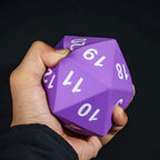 TDSO Foam Purple MASSIVE D20 Dice in Linen Dice Bag