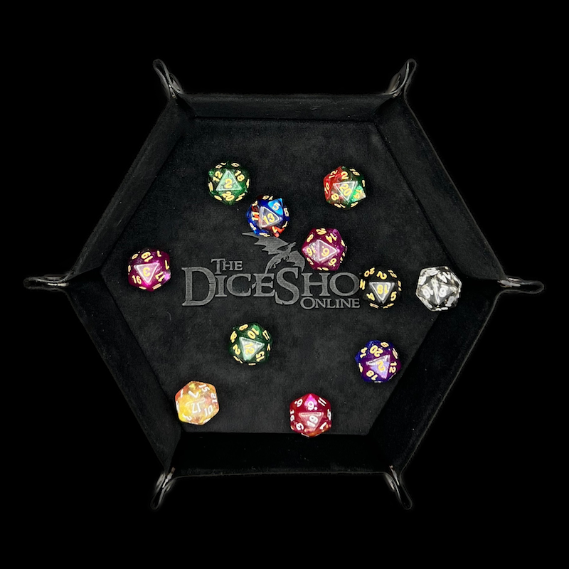 HALF PRICE TDSO Folding Black Hexagonal Felt Dice Tray