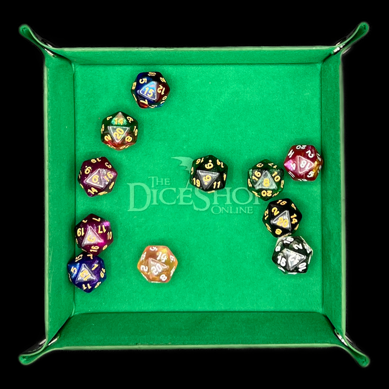 HALF PRICE TDSO Folding Forest Green Square Felt Dice Tray