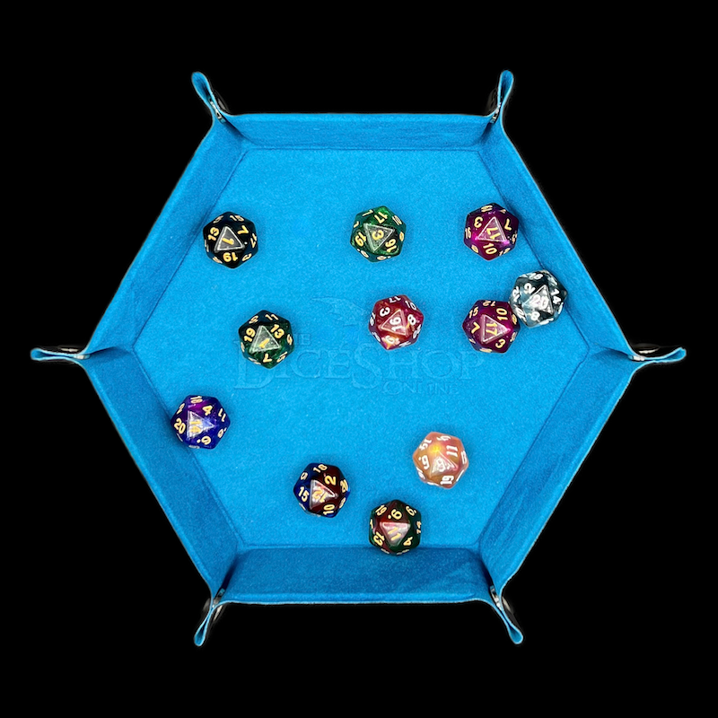 HALF PRICE TDSO Folding Teal Hexagonal Felt Dice Tray