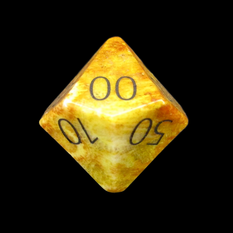 TDSO Gemstone Fossilised Coral & Black Percentile Dice