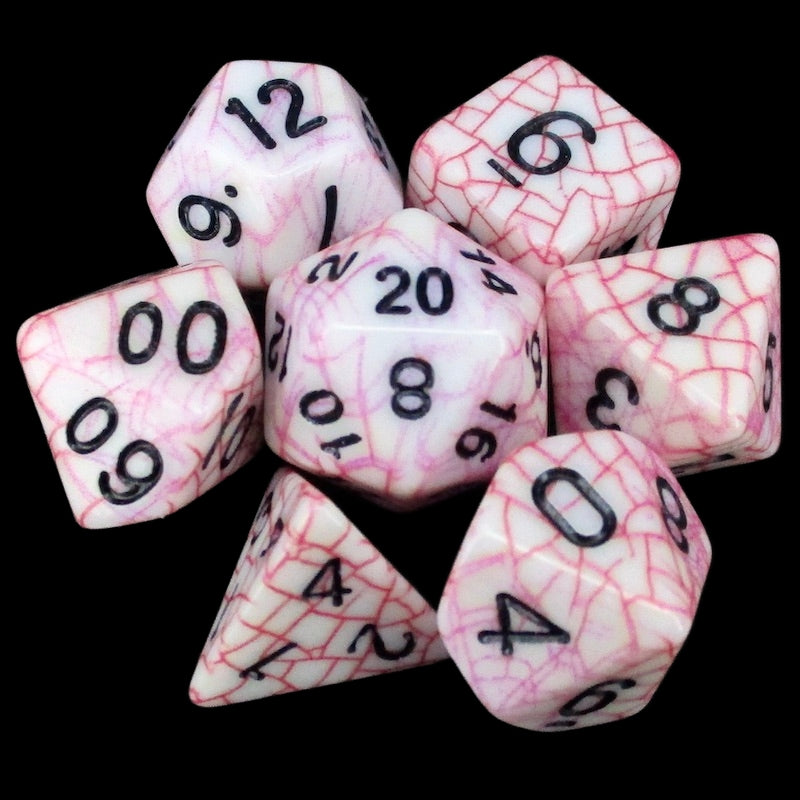 TDSO Fractured Red & White 7 Dice Polyset