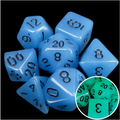TDSO Frost Blue Glow in the Dark 7 Dice Polyset