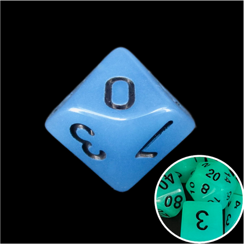 TDSO Frost Blue Glow in the Dark D10 Dice