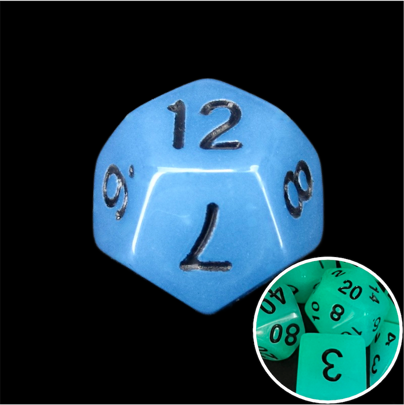 TDSO Frost Blue Glow in the Dark D12 Dice