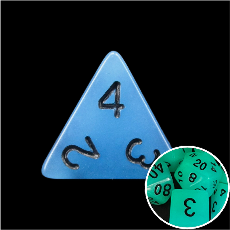 TDSO Frost Blue Glow in the Dark D4 Dice