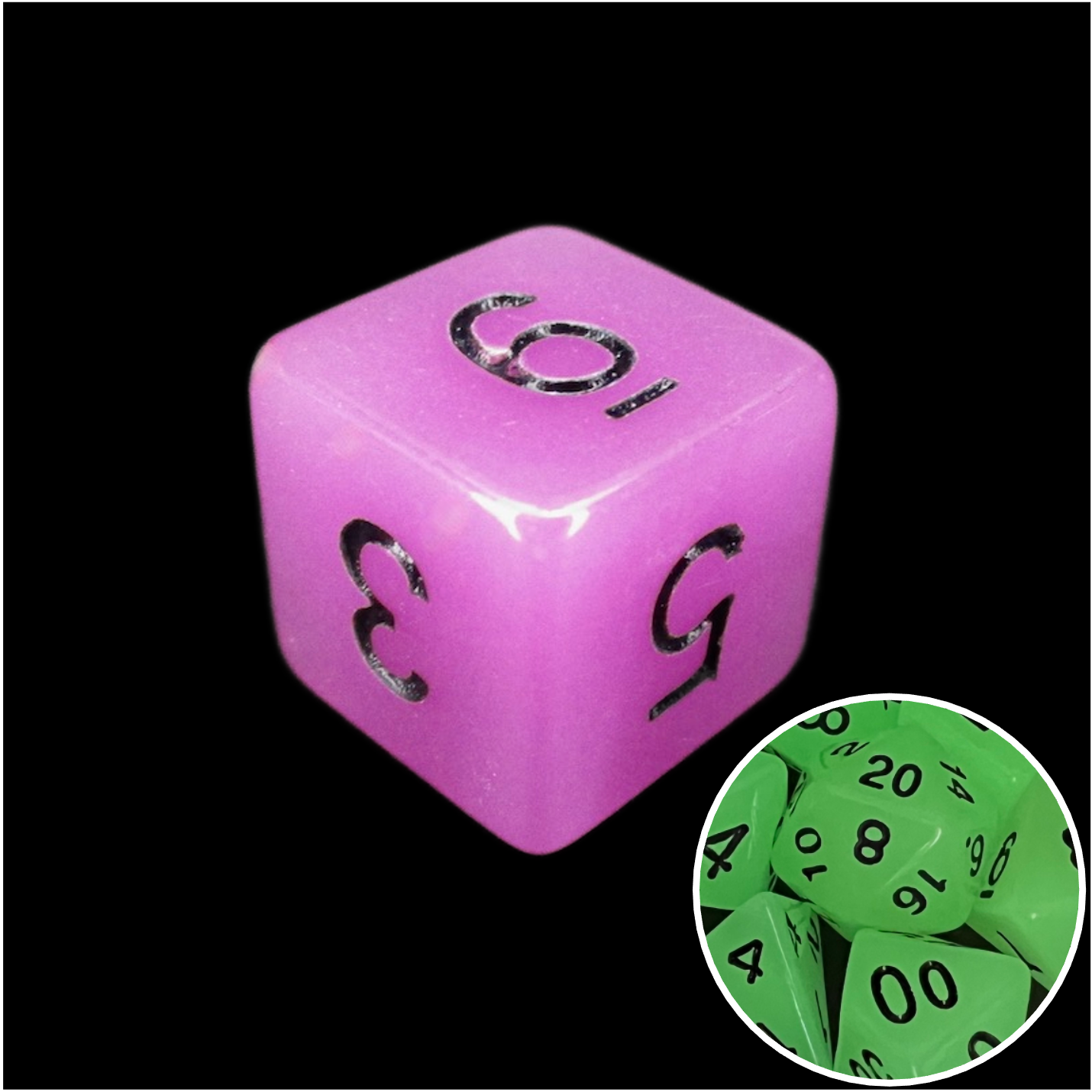 TDSO Frost Purple Glow in the Dark D6 Dice